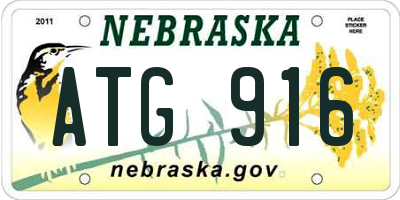 NE license plate ATG916