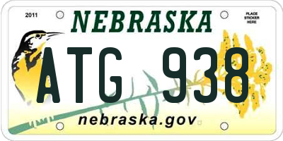 NE license plate ATG938