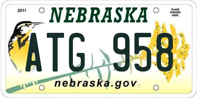 NE license plate ATG958