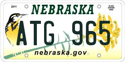 NE license plate ATG965