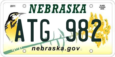 NE license plate ATG982