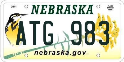 NE license plate ATG983