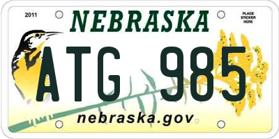 NE license plate ATG985