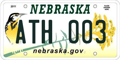 NE license plate ATH003