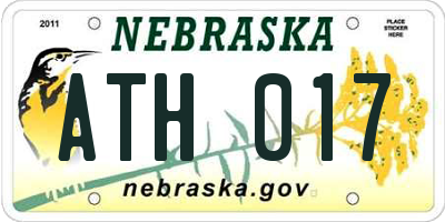 NE license plate ATH017
