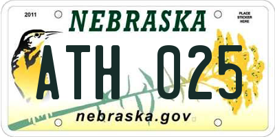 NE license plate ATH025
