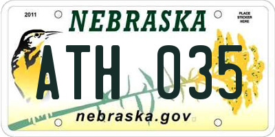 NE license plate ATH035