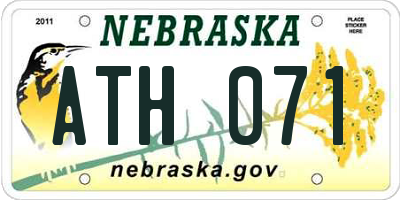 NE license plate ATH071