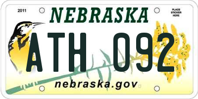 NE license plate ATH092