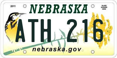 NE license plate ATH216