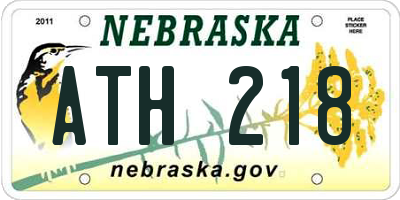 NE license plate ATH218