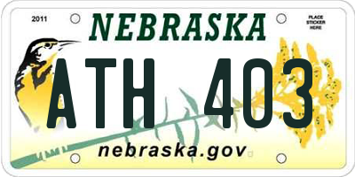 NE license plate ATH403