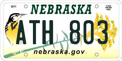 NE license plate ATH803