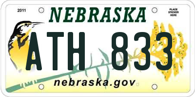 NE license plate ATH833
