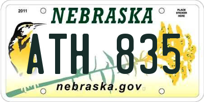 NE license plate ATH835