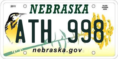NE license plate ATH998