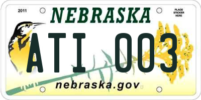 NE license plate ATI003