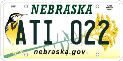 NE license plate ATI022