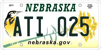 NE license plate ATI025