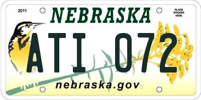 NE license plate ATI072