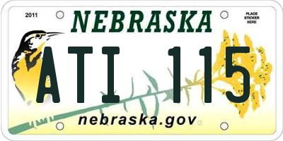 NE license plate ATI115