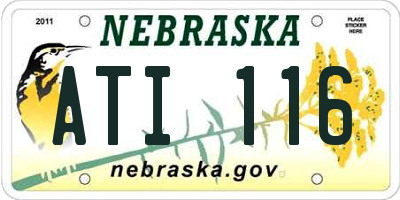 NE license plate ATI116