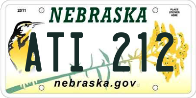 NE license plate ATI212