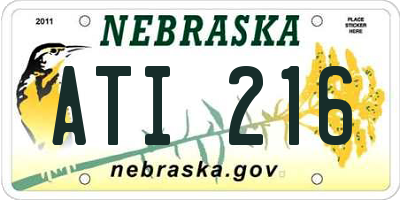 NE license plate ATI216