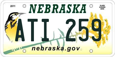 NE license plate ATI259