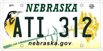 NE license plate ATI312