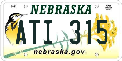 NE license plate ATI315
