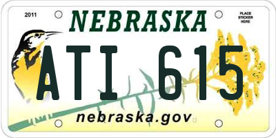 NE license plate ATI615