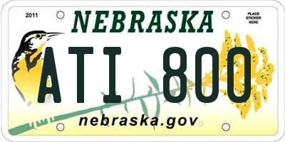 NE license plate ATI800