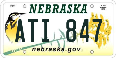 NE license plate ATI847