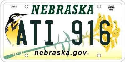 NE license plate ATI916