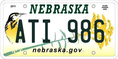 NE license plate ATI986