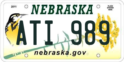 NE license plate ATI989