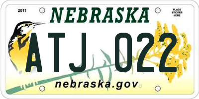 NE license plate ATJ022
