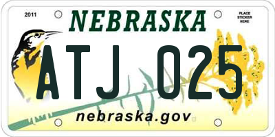 NE license plate ATJ025