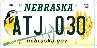 NE license plate ATJ030
