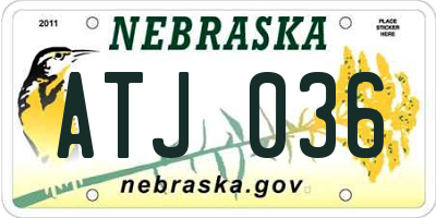 NE license plate ATJ036