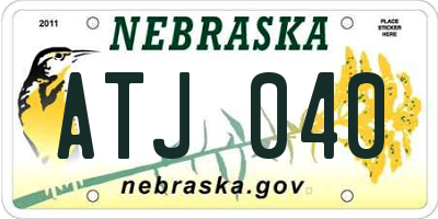 NE license plate ATJ040