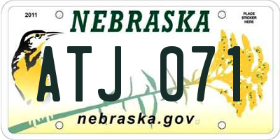 NE license plate ATJ071