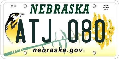 NE license plate ATJ080
