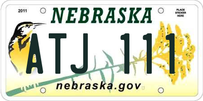 NE license plate ATJ111