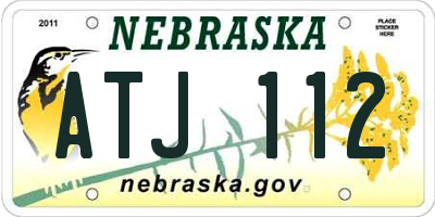 NE license plate ATJ112