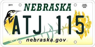 NE license plate ATJ115