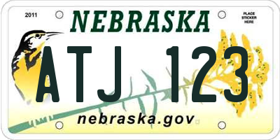 NE license plate ATJ123