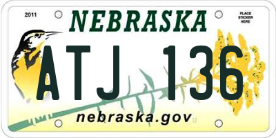 NE license plate ATJ136