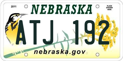 NE license plate ATJ192